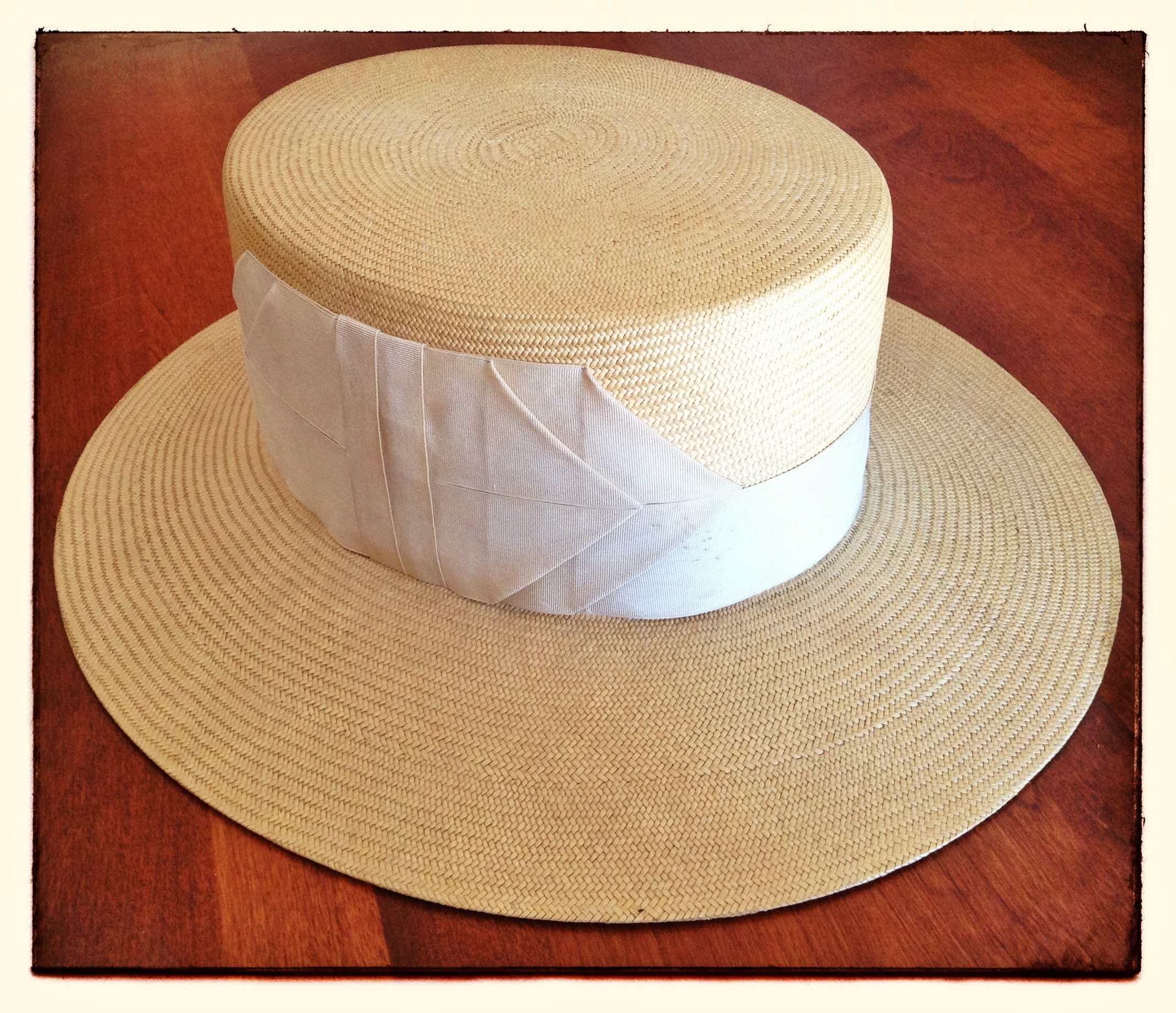 Vintage 1940's Men's Straw Boater Hat on Luulla